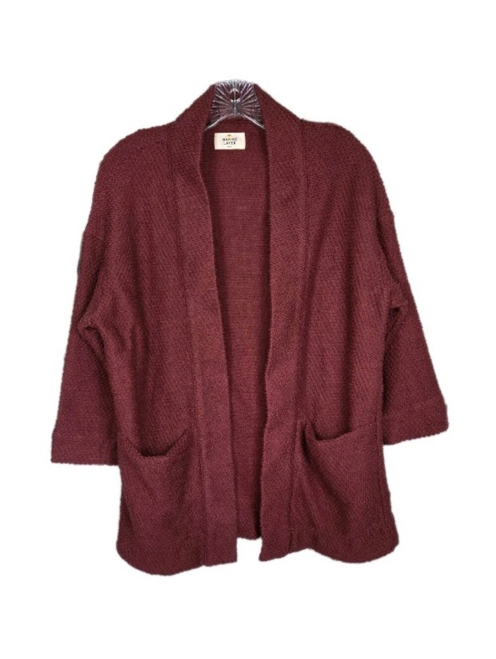 Marine Layer Birdseye Open Front Cardigan Sweater Size S Rhododendron Minimalist